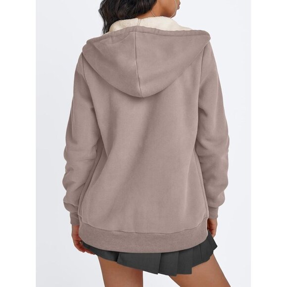 Womens Coffee  Trendy Queen Zip Up Hoodie Fleece Lined Jacket Winter Sweatshirt - Picture 4 of 5